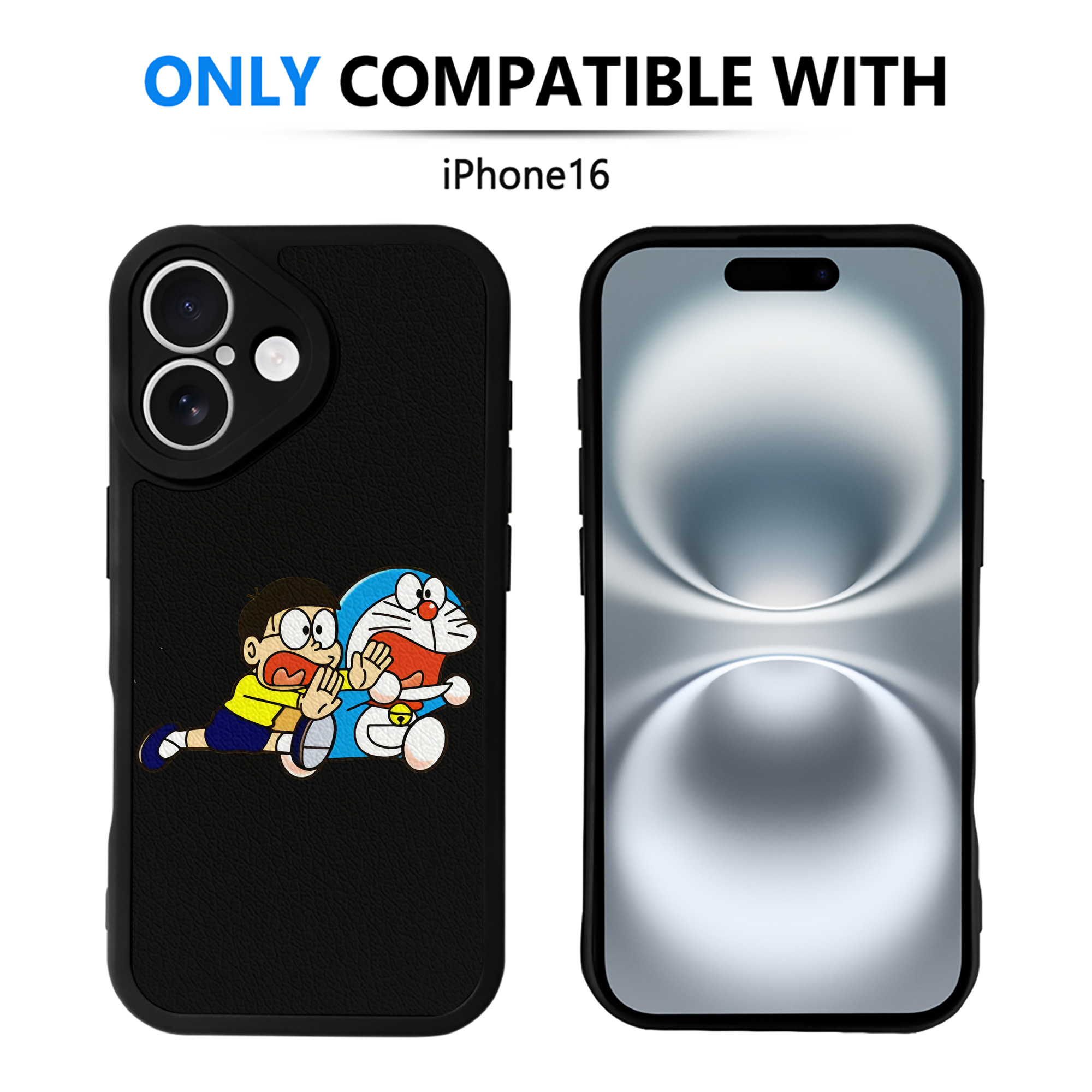 （画像用） ドラえもん Doraemon 【iPhone 16シリーズ対応】シリコンスマホケース（レザー調） 材質：シリコン